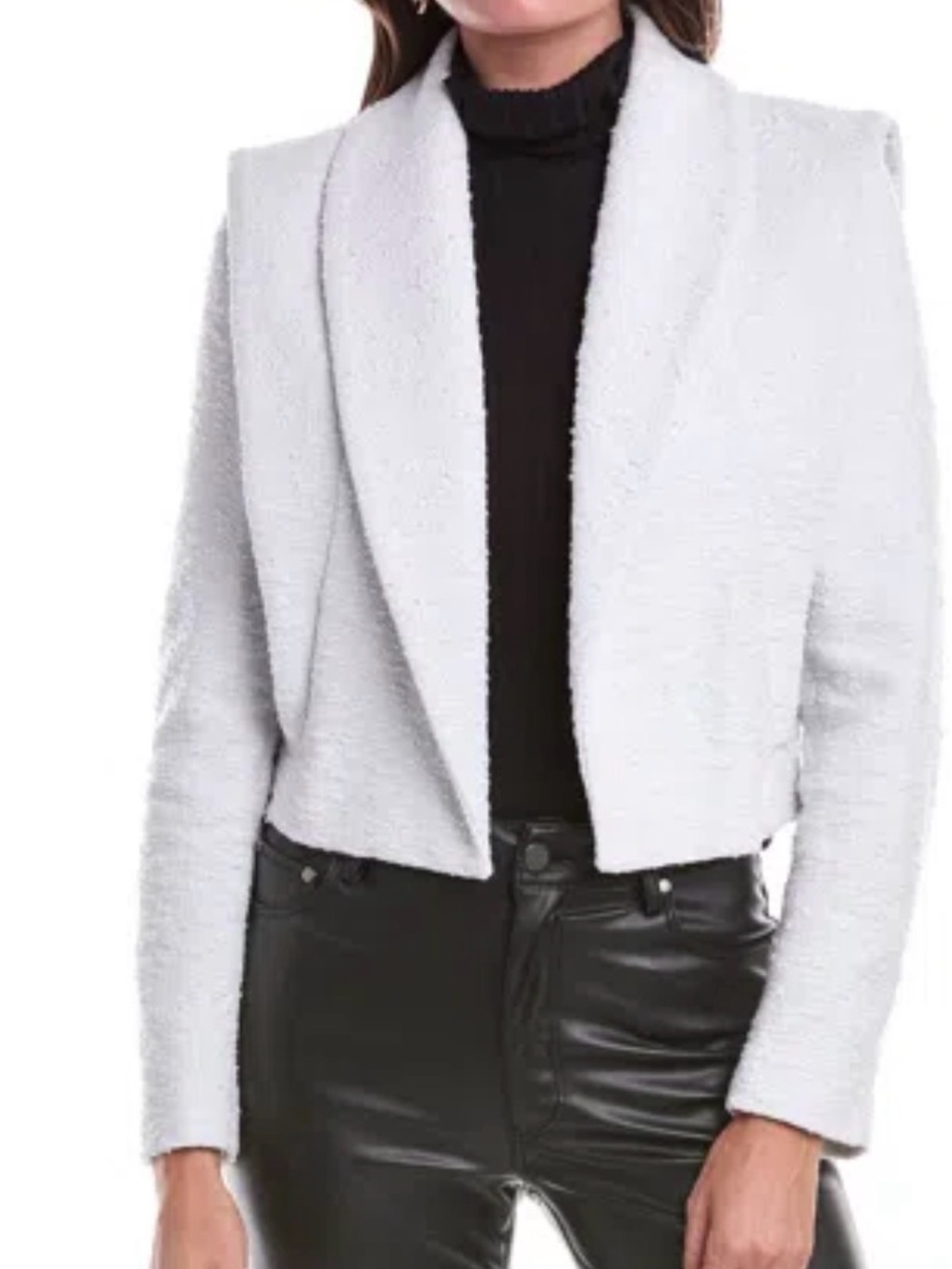 NWT IRO Oceana Cropped Boucle Tweed Blazer Jacket - Light Grey Size 32 / US 0